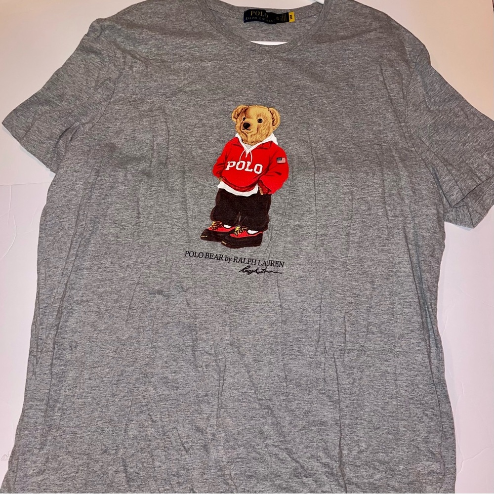 Polo by Ralph Lauren Gray Tee with Red Bear Graphic